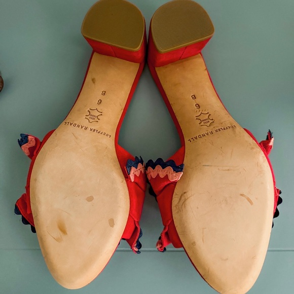 Loeffler Randall Red Suede Slides with 2 inch heel; great condition; size 6 - Picture 2 of 4